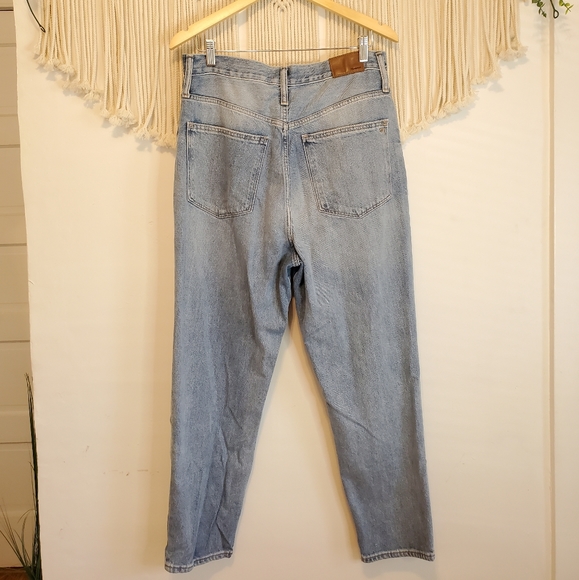 MADEWELL The Mom Jean Light Wash Distressed High Rise Straight Relaxed Leg Jeans - Picture 7 of 12